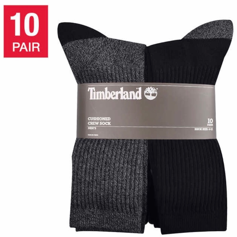 Timberland Men’s Cushioned Crew Socks Cotton Blend 10 Pairs Bundle Size 6-12 NWT - Picture 2 of 13